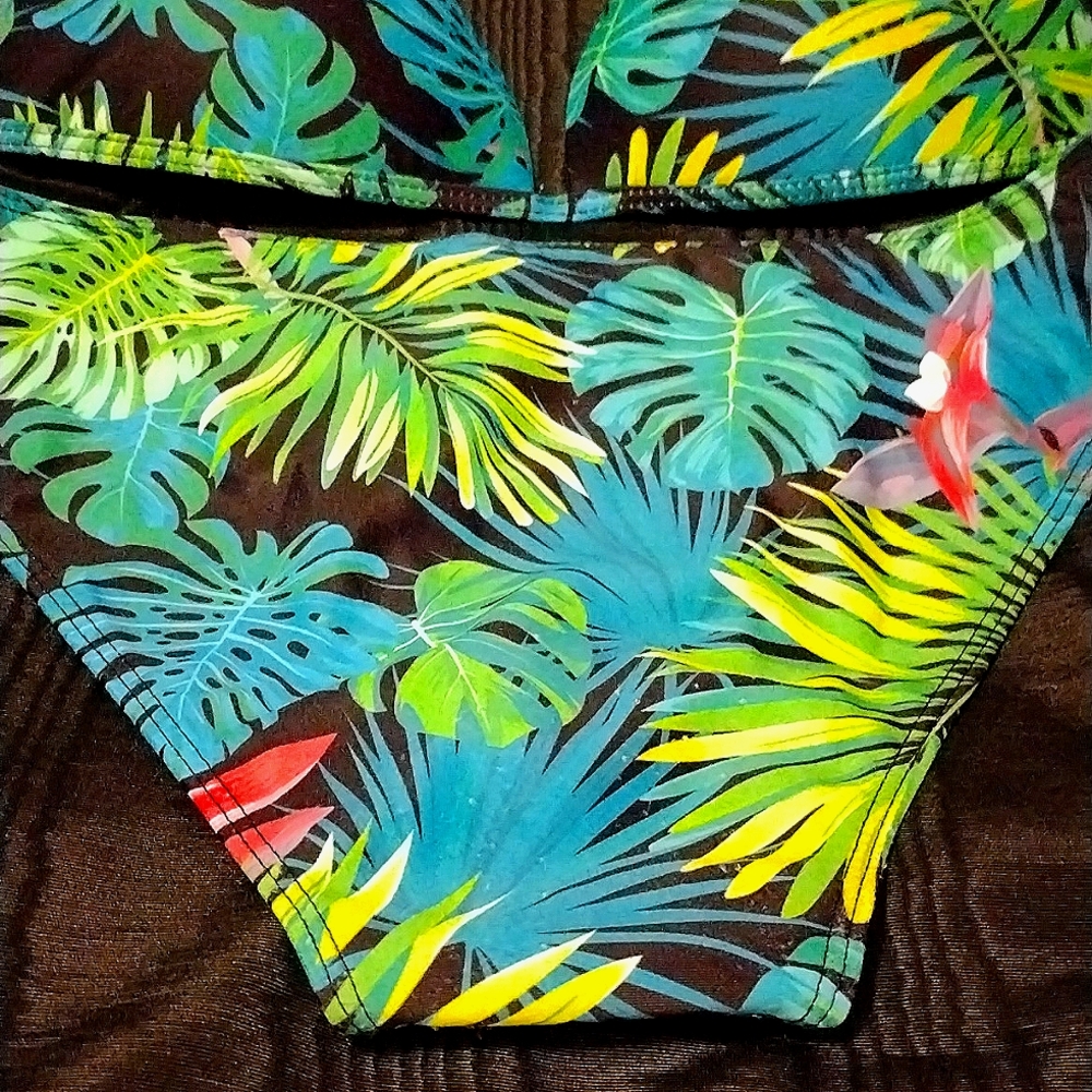 Teal Blue Tropical Print Bikini 🌞 - Picture 4 of 5